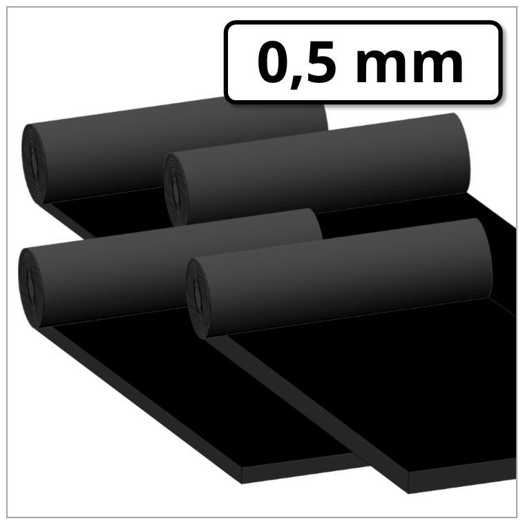 Kunststoffplatte schwarz 300x400mm - 0,5mm stark - Ohne Klebeschicht -  Material: Gummi, Kunststoff, Zellkautschuk, Silikon - Dicke: 1-20mm -  Mit/ohne