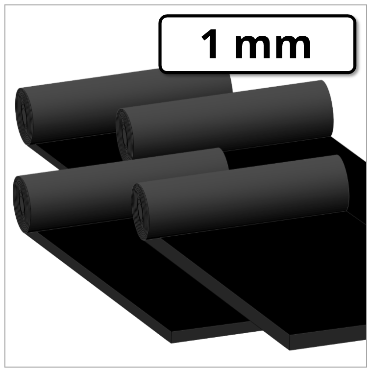 FKM Gummiplatte 1 mm stark 75 ±5° Shore A schwarz