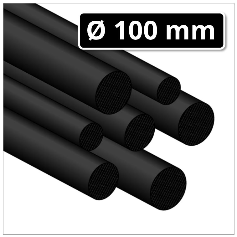 POM C Rundstab schwarz  Polyoxymethylen Stange D 80 90 100 120 mm Länge wählbar 