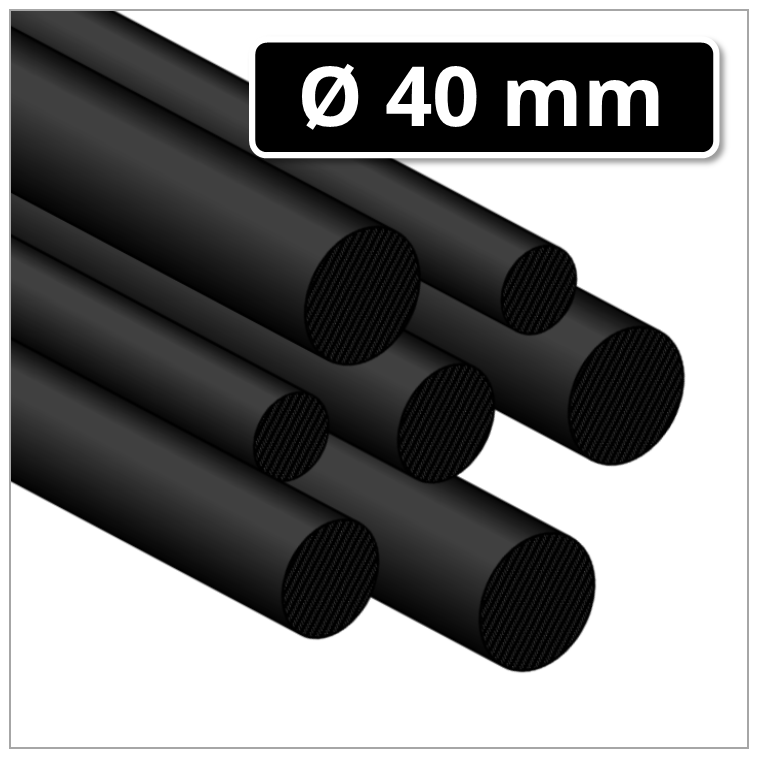 PVC rund schwarz  40 mm Rundstab 1000 mm 