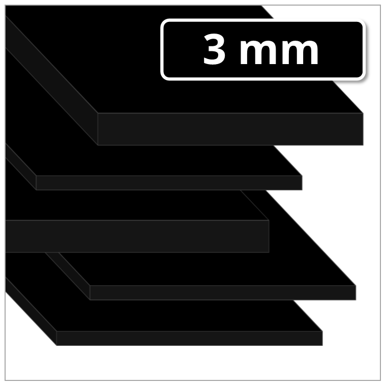 Polyamid Platte 3 mm stark schwarz (PA6 Platte extrudiert)