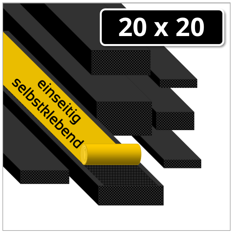 Moosgummi D-Profil selbstklebend BxH=20x20mm (L=25m) - Technikplaza