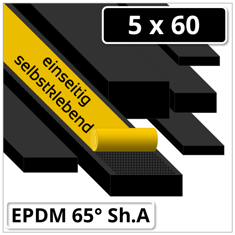 EPDM Gummi Rechtkantstreifen 5x60 mm 65° Shore A schwarz