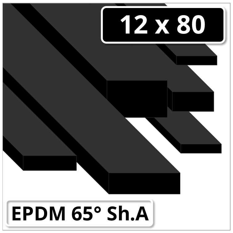 EPDM Gummistreifen 12x80 mm 65° Shore A schwarz