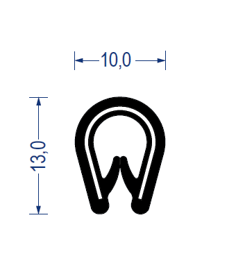 Weich-PVC Kantenschutz-Profil KB 1 - 4 mm schwarz (13x10 mm)