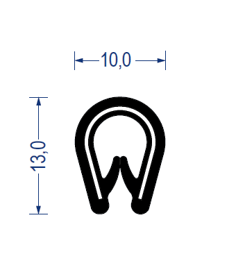 Kantenschutz 1311000, KB 1-2, PVC 7,5x13, schwarz