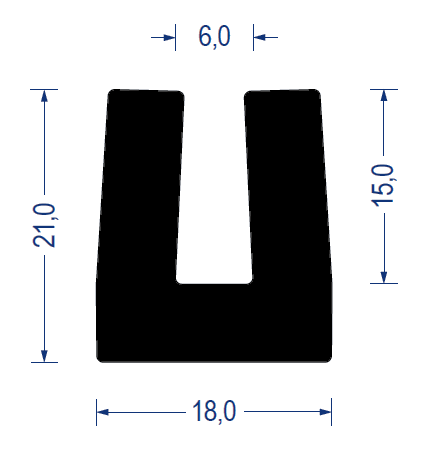 U-Profil-Gummi schwarz, EPDM 