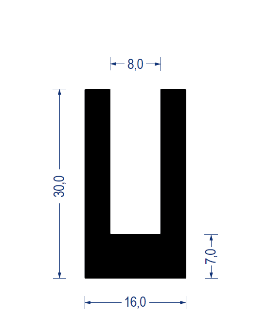 U-Profil 8mm Gummilaufschiene EPDM