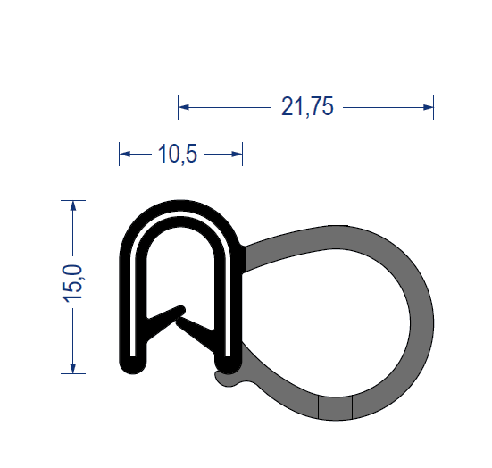 Kantenschutz-Dichtprofil - PVC/EPDM - mit Dichtung seitlich