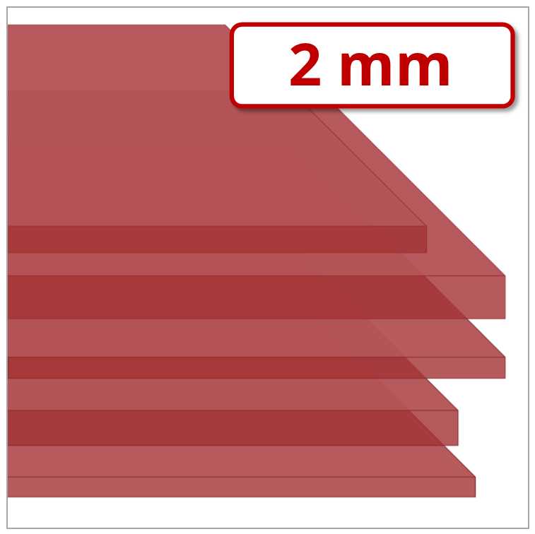 Silikonmatte 2 mm stark 60 ±5° Shore A rot - FDA-konform