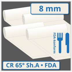 CR hell Gummimatte 8 mm stark 65 ±5° Shore A FDA-konform