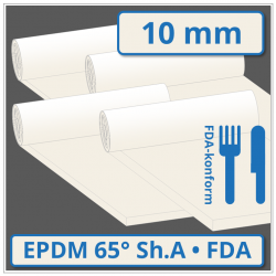EPDM hell Gummiplatte 10 mm stark 65 ±5° Shore A FDA-konform