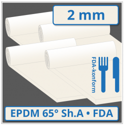 EPDM hell Gummiplatte 2 mm stark 65 ±5° Shore A FDA-konform