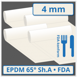 Art.-Nr.: EPDM hell Gummiplatte 4 mm stark 65 ±5° Shore A FDA-konform