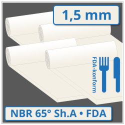 NBR hell Gummimatte 1,5 mm stark 65 ±5° Shore A FDA-konform