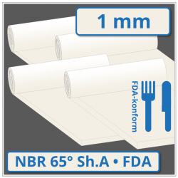 NBR hell Gummiplatte 1 mm stark 65 ±5° Shore A FDA-konform