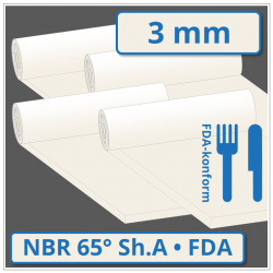 NBR hell Gummimatte 3 mm stark 65 ±5° Shore A FDA-konform