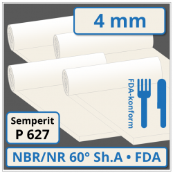P 627 - NBR/NR hell Gummimatte 4 mm stark 60 ±5° Shore A FDA-konform