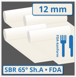 SBR hell Gummiplatte 12 mm stark 65 ±5° Shore A FDA-konform