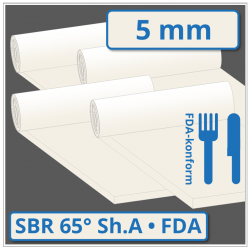 SBR hell Gummiplatte 5 mm stark 65 ±5° Shore A FDA-konform