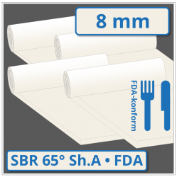 SBR hell Gummiplatte 8 mm stark 65 ±5° Shore A FDA-konform