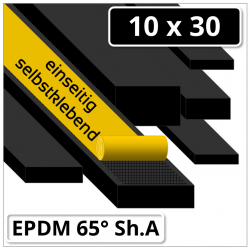 EPDM Gummi Rechteckprofil 10x30 mm 65° Shore A schwarz