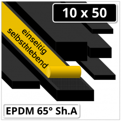 EPDM Gummi Rechtkantstreifen 10x50 mm 65° Shore A schwarz