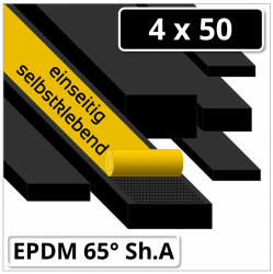EPDM Gummi Rechteckstreifen 4x50 mm 65° Shore A schwarz
