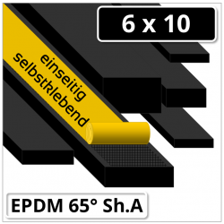 EPDM Gummi Rechteckstreifen 6x10 mm 65° Shore A schwarz