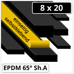 EPDM Gummi Rechtkantprofil 8x20 mm 65° Shore A schwarz