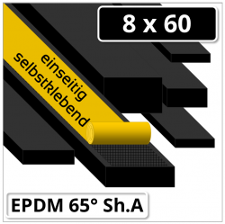 EPDM Gummi Vierkantprofil 8x60 mm 65° Shore A schwarz