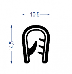 Weich-PVC Kantenschutzprofil, KB 2 - 5 mm, schwarz (14,5x10,5 mm) mit Metallklemmband