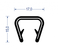 Weich-PVC Kantenschutzprofil, KB 9 - 12 mm, schwarz (15x17 mm) mit Metallklemmband