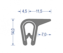 Weich-PVC Kantenschutzprofil mit Dichtlippe seitlich, KB 1 - 3 mm, anthrazit (14x16 mm) mit Metallklemmband