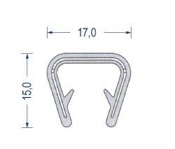 Weich-PVC Kantenschutzprofil, KB 9 - 12 mm, hellgrau (15x17 mm) mit Metallklemmband
