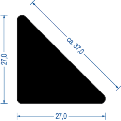 EPDM Moosgummi-Dreieck-Profil, 27x27 mm, schwarz