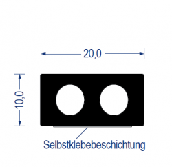 EPDM Moosgummi-Vierkantprofil mit Hohlkammer, 10x20 mm, schwarz, selbstklebend