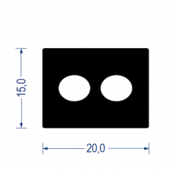EPDM Moosgummi-Vierkantprofil mit Hohlkammer, 15x20 mm, schwarz
