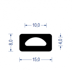 EPDM Moosgummi-Vierkantprofil mit Hohlkammer, 8x15 mm, schwarz
