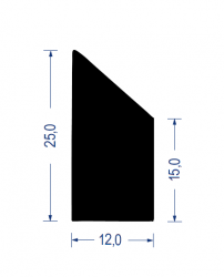 EPDM Moosgummi-Zargen-Trapez-Profil, 12x25 mm, schwarz