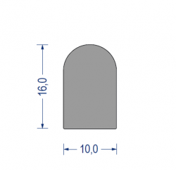 EPDM Moosgummi-Halbrundprofil, 10x16 mm, grau