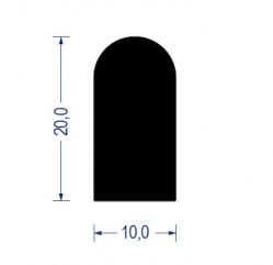 EPDM Moosgummi-Halbrundprofil, 10x20 mm, schwarz