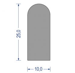EPDM Moosgummi-Halbrundprofil, 10x25 mm, grau