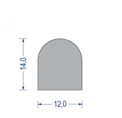 EPDM Moosgummi-Halbrundprofil, 12x14 mm, grau
