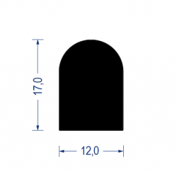 EPDM Moosgummi-Halbrundprofil, 12x17 mm, schwarz