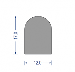 EPDM Moosgummi-Halbrundprofil, 12x17 mm, grau