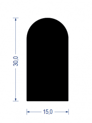 EPDM Moosgummi-Halbrundprofil, 15x30 mm, schwarz