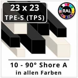 TPE-S Quadratschnur 23x23 mm • alle Härten und Farben