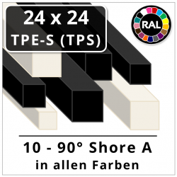TPS Kunststoff Quadratschnur 24x24 mm • alle Härten und Farben