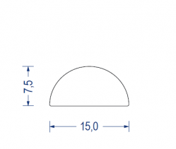 Silikonschaum-Halbrundprofil, 15x7,5 mm, weiß